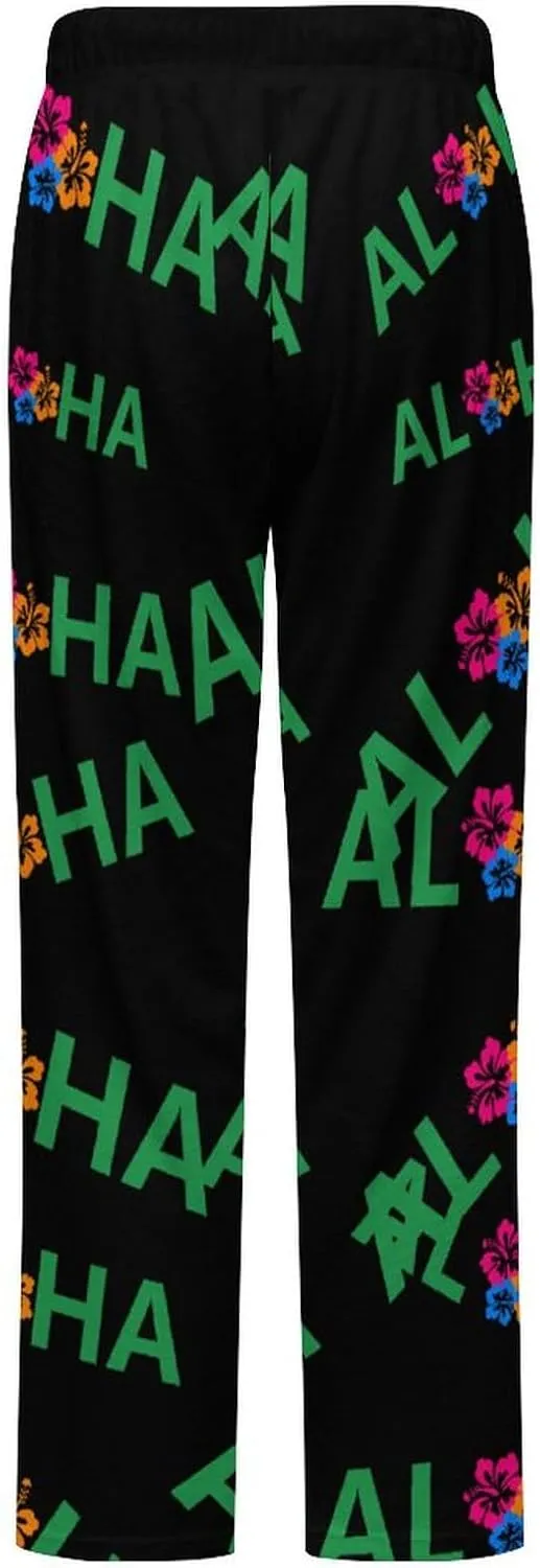 Aloha Hawaiian Flower Women's Flannel Pajama Pants Fleece Lounge Sleep Bottoms PJ