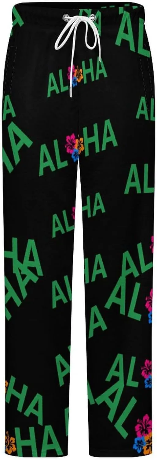 Aloha Hawaiian Flower Women's Flannel Pajama Pants Fleece Lounge Sleep Bottoms PJ