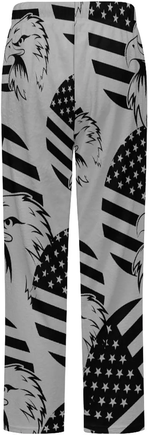 American Flag Eagle Women's Flannel Pajama Pants Fleece Lounge Sleep Bottoms PJ