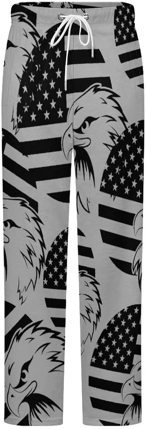 American Flag Eagle Women's Flannel Pajama Pants Fleece Lounge Sleep Bottoms PJ