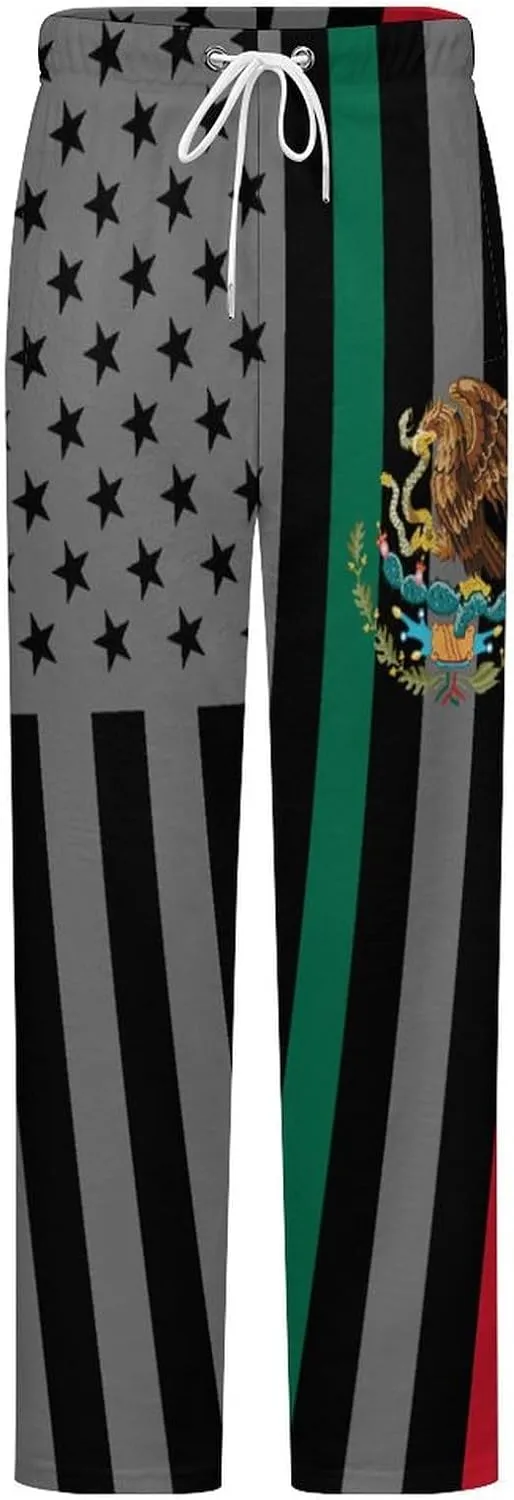 American Mexico Flag Women's Flannel Pajama Pants Fleece Lounge Sleep Bottoms PJ
