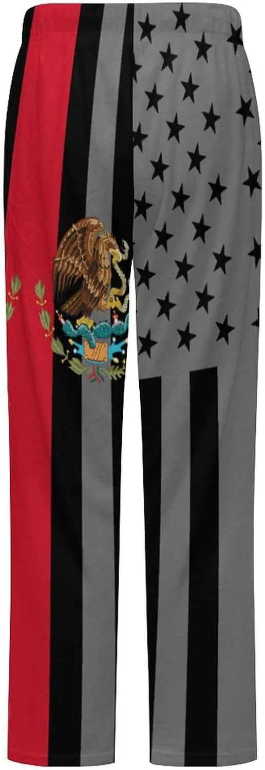 American Mexico Flag Women's Flannel Pajama Pants Fleece Lounge Sleep Bottoms PJ