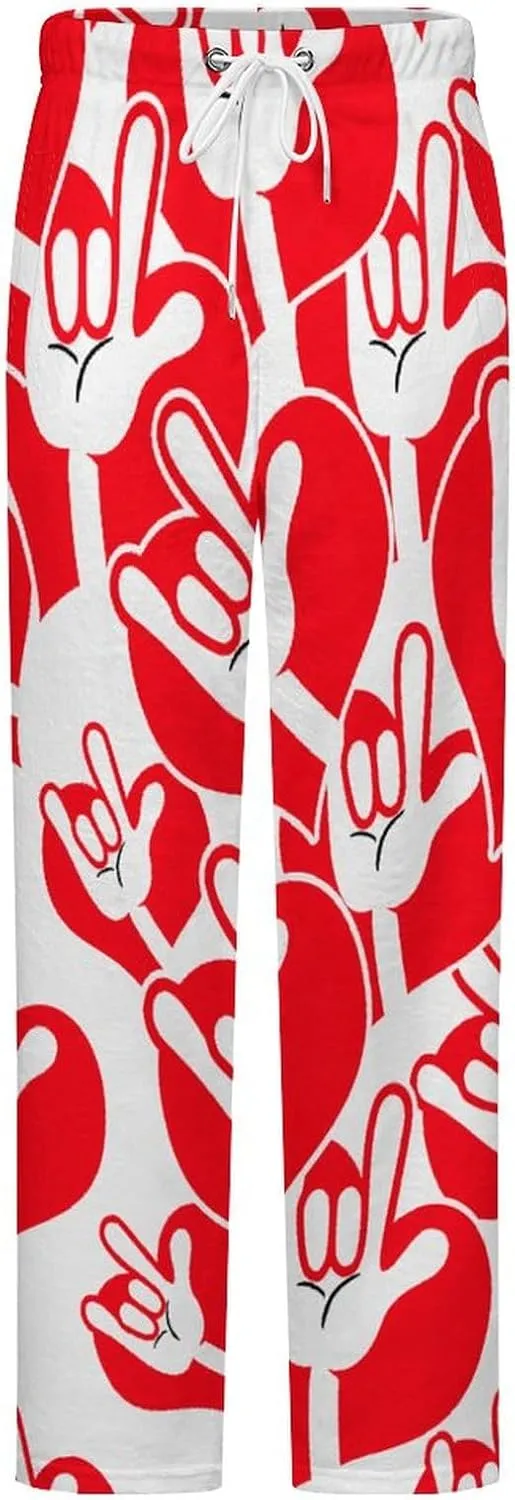 American Sign Language I Love You Women's Flannel Pajama Pants Fleece Lounge Sleep Bottoms PJ