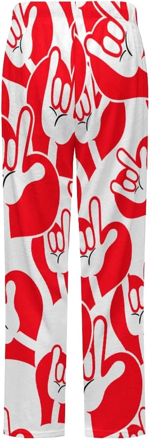 American Sign Language I Love You Women's Flannel Pajama Pants Fleece Lounge Sleep Bottoms PJ