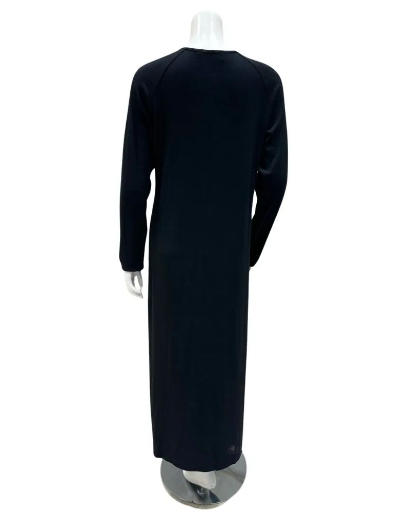 Angelice Black Logo Snaps Ribbed Modal Nightgown