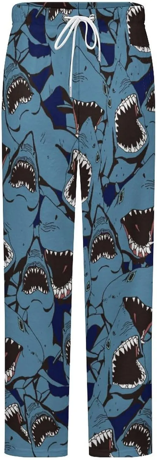 Angry Shark Women's Flannel Pajama Pants Fleece Lounge Sleep Bottoms PJ