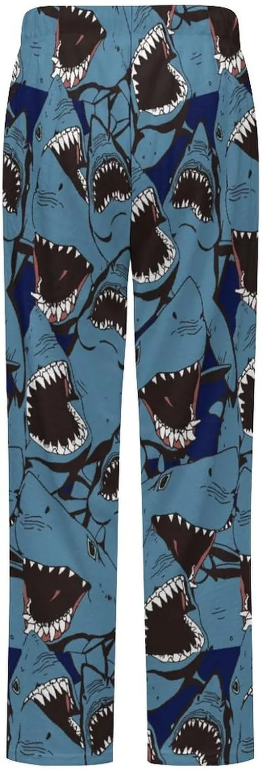 Angry Shark Women's Flannel Pajama Pants Fleece Lounge Sleep Bottoms PJ