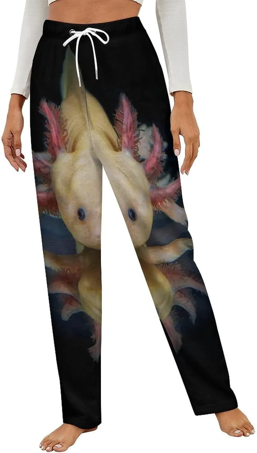 Animal Axolotl Women's Flannel Pajama Pants Fleece Lounge Sleep Bottoms PJ