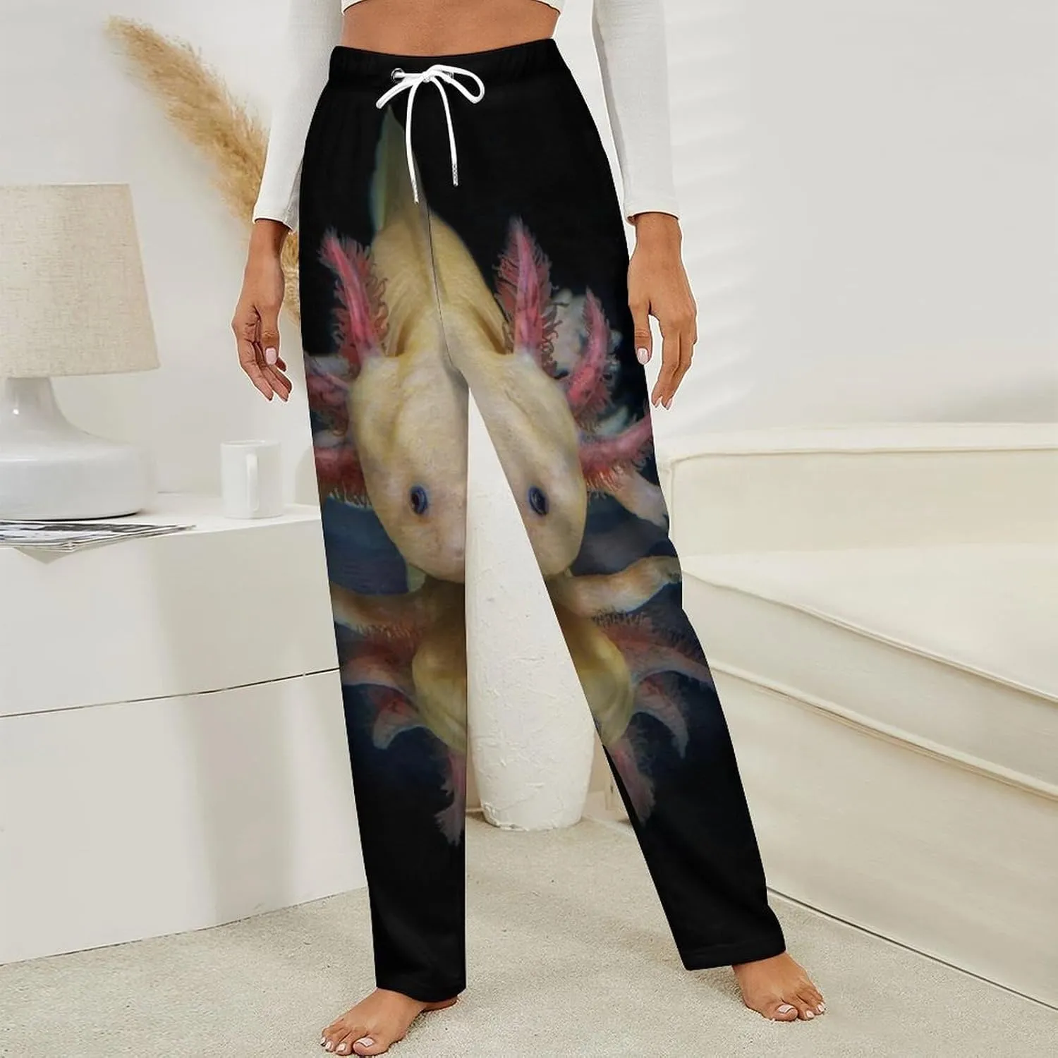 Animal Axolotl Women's Flannel Pajama Pants Fleece Lounge Sleep Bottoms PJ