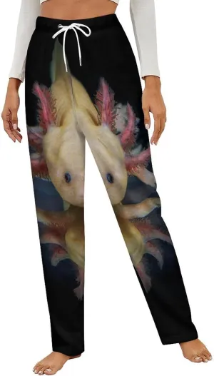 Animal Axolotl Women's Flannel Pajama Pants Fleece Lounge Sleep Bottoms PJ