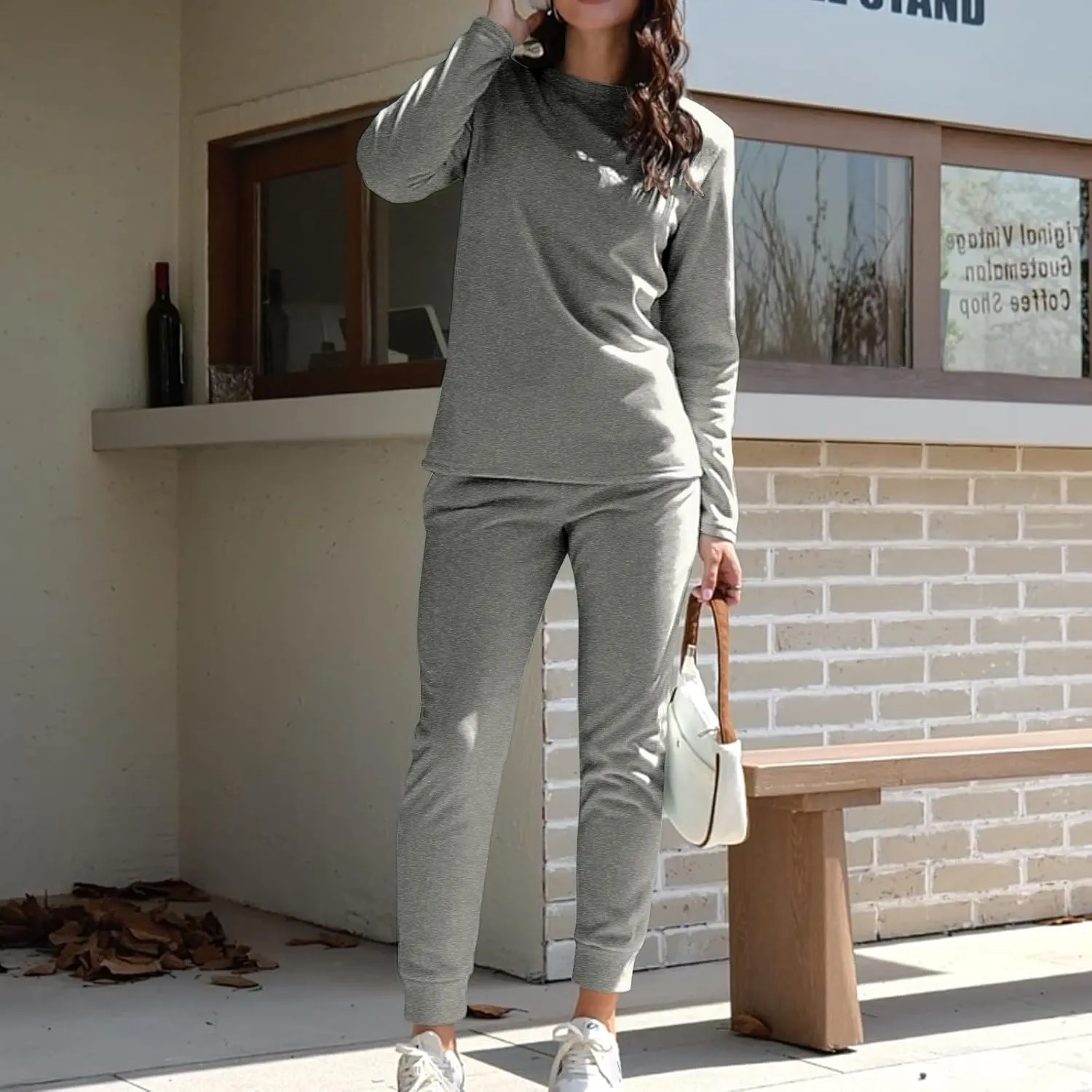 Aniywn Women Warm Pajama Sets Fleece Lined Long Sleeve Crewneck Sweatshirt Pullover and Pants Loungewear Sets Winter Clothes