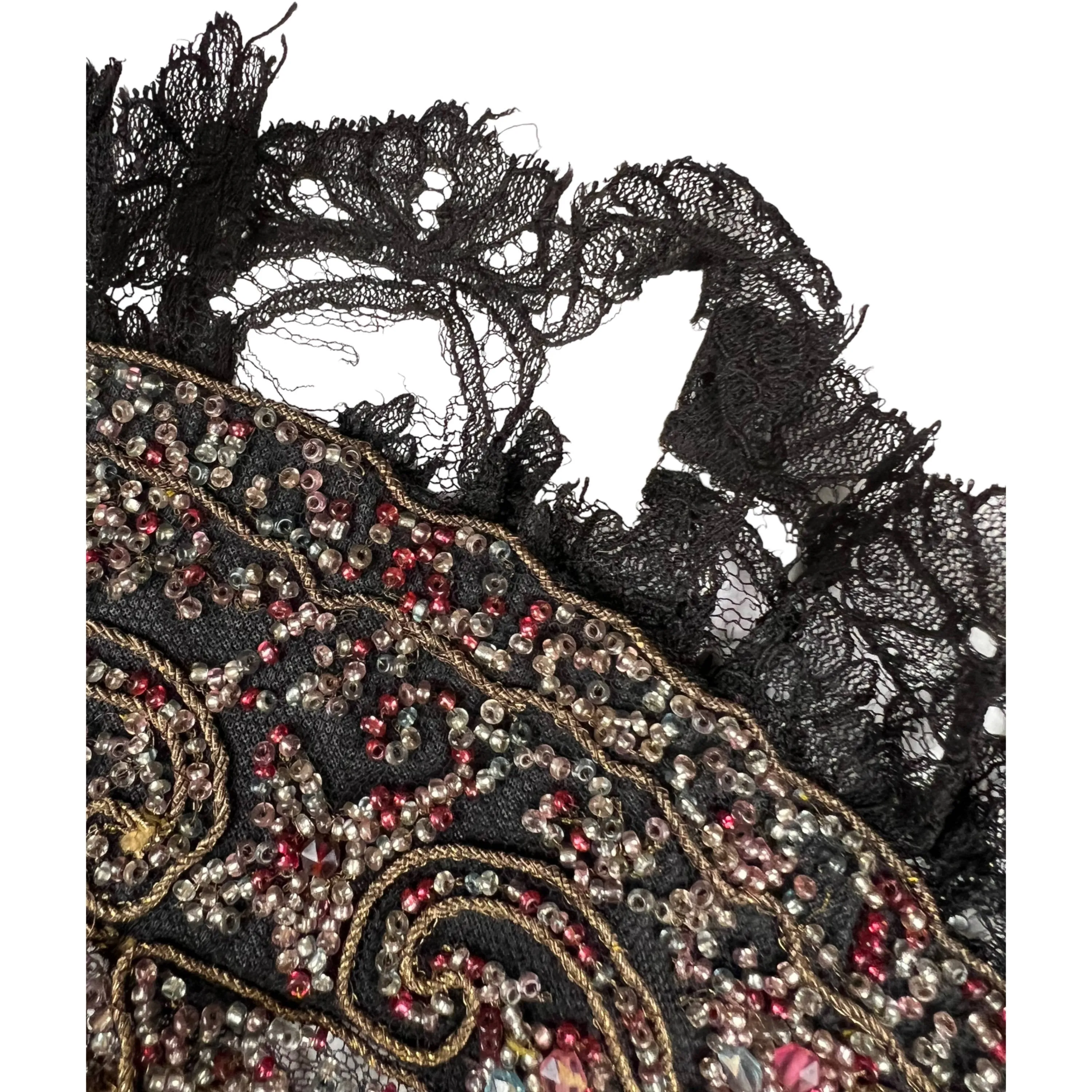 Antique Victorian Beaded Remnant from High Neck Dress