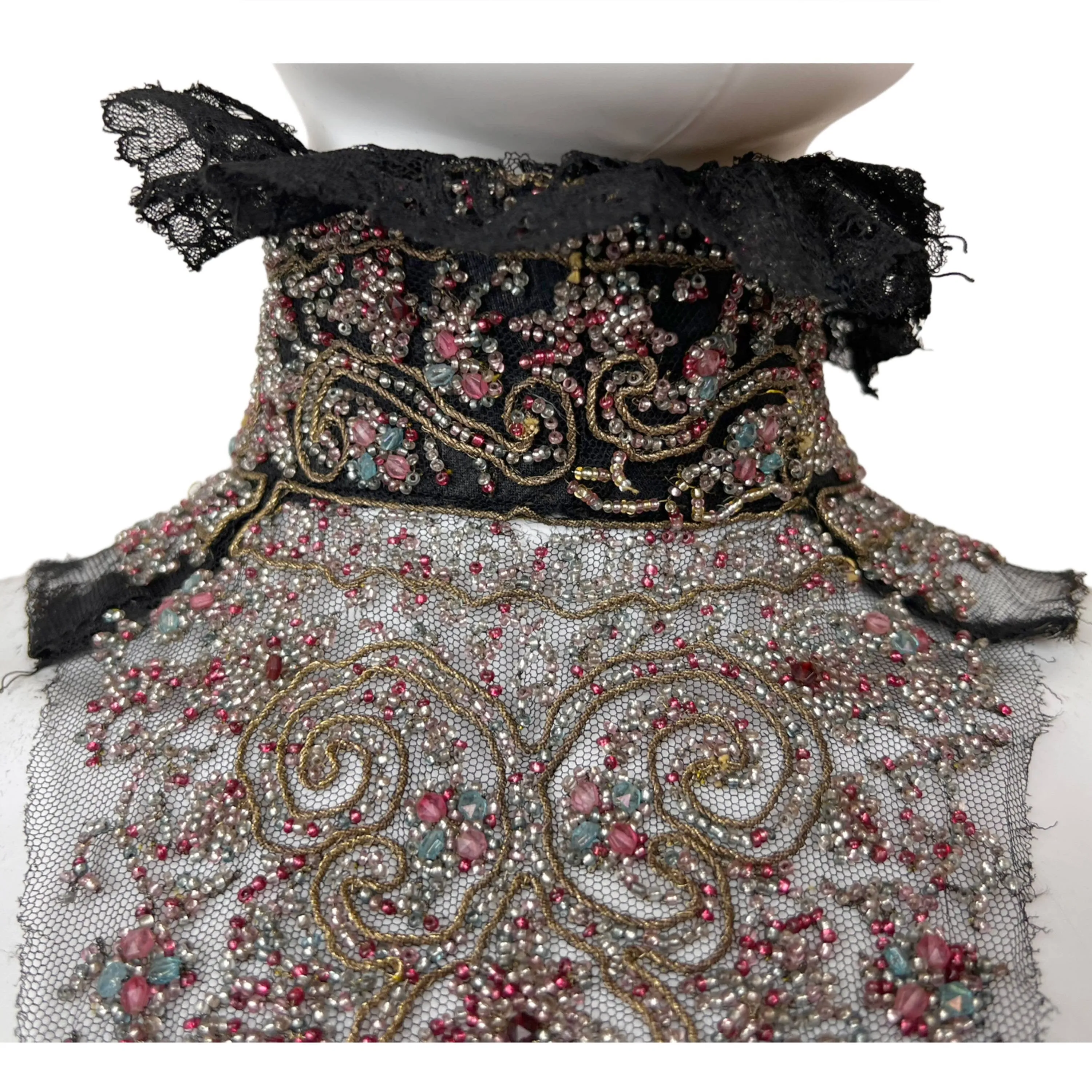 Antique Victorian Beaded Remnant from High Neck Dress