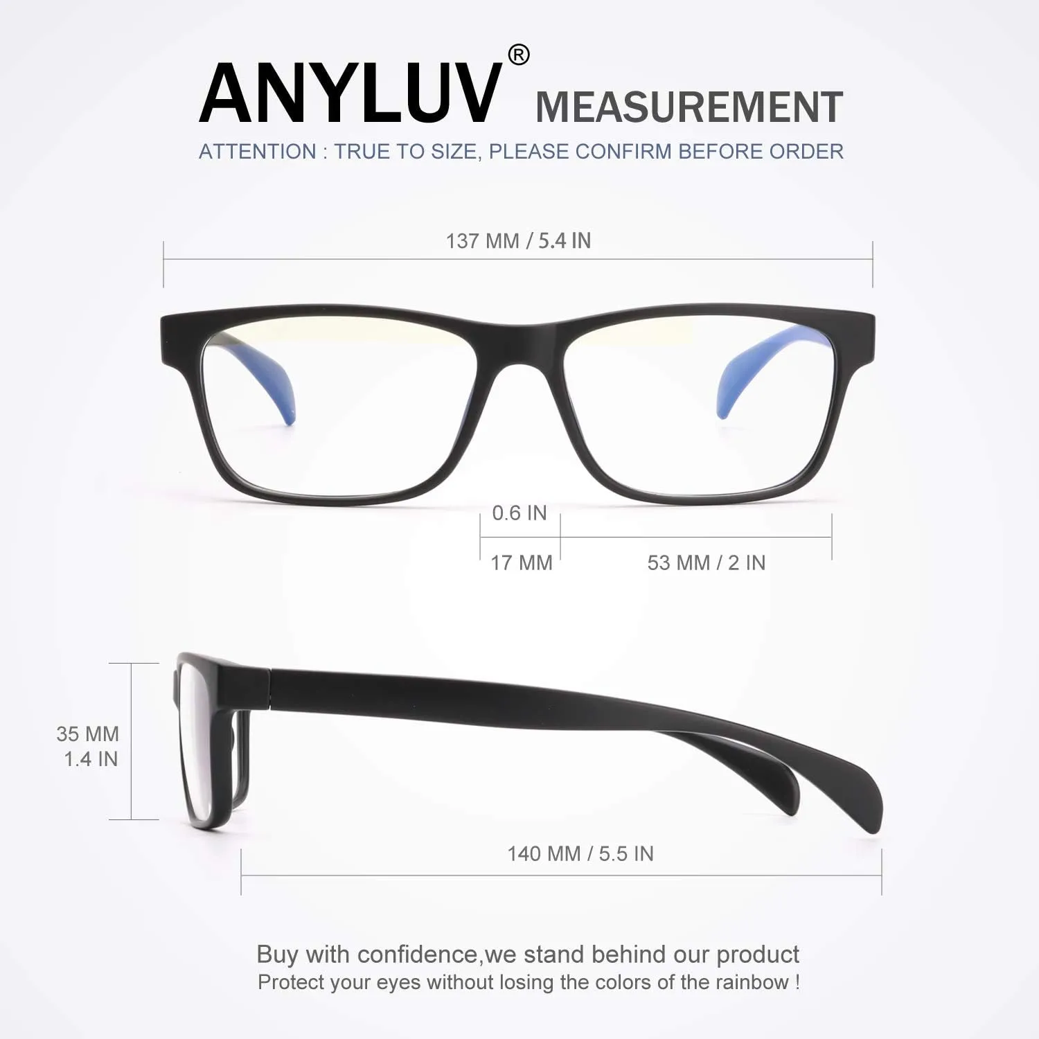 ANYLUV Blue Light Glasses for Men & Women, Lightweight Stylish Blue Light Blocking Glasses, Eye Strain Relief Eye Protection