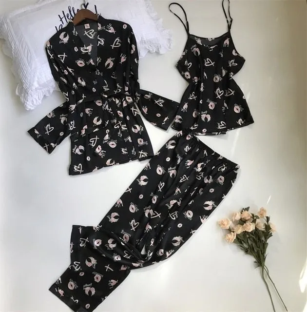 Ashoreshop Indoor Clothing New 3 PCS Women Pajamas Sets