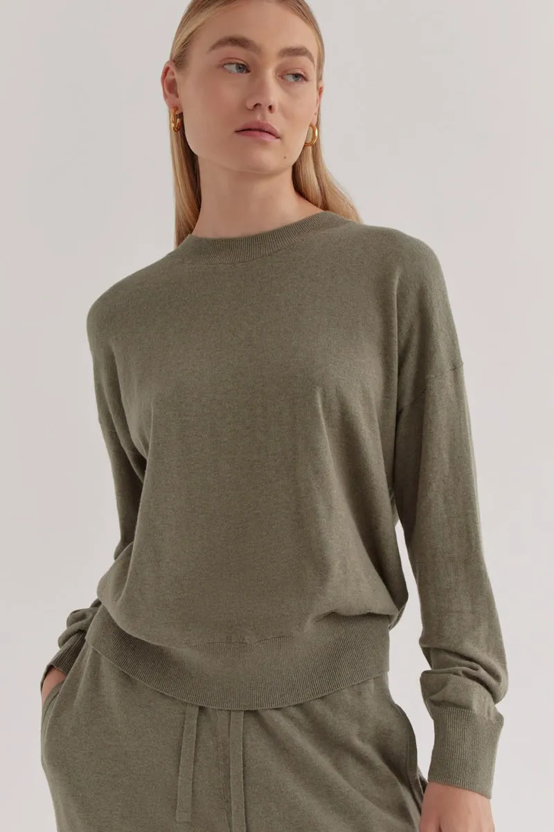 Assembly Label - Cotton Cashmere Lounge Sweater - Green Fog