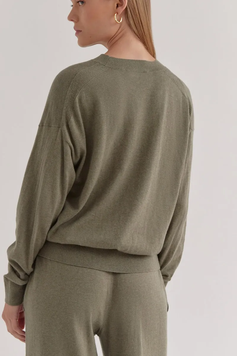 Assembly Label - Cotton Cashmere Lounge Sweater - Green Fog