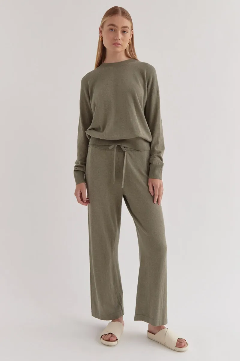 Assembly Label - Cotton Cashmere Lounge Sweater - Green Fog