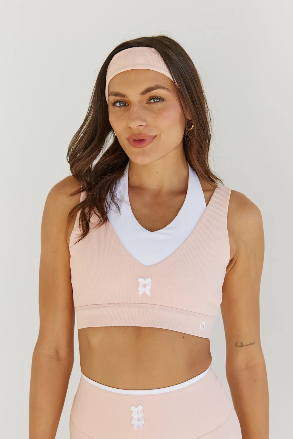 Astoria Seamless Ribbed Barre Sports Bra - Baby Pink