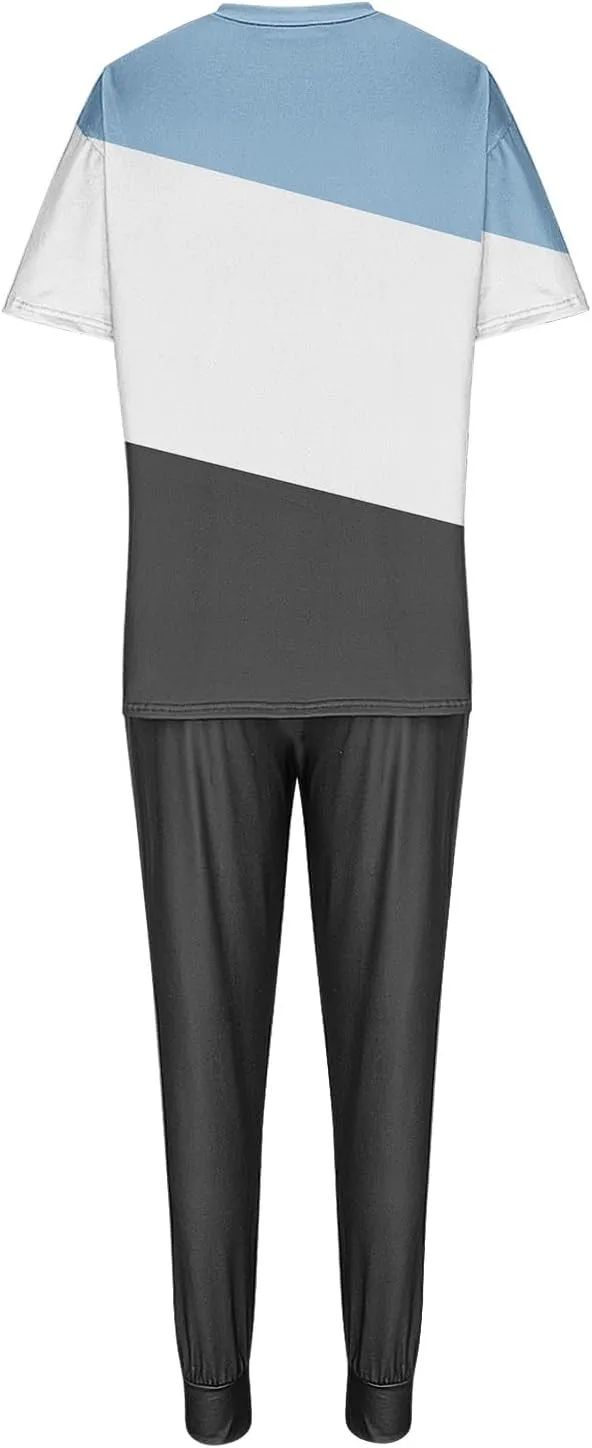 Athletic Sets for Women Short Sleeve Tops Cinch Bottom Pants Clothes Set 2025 Lounge Matching Set Trendy Outfit