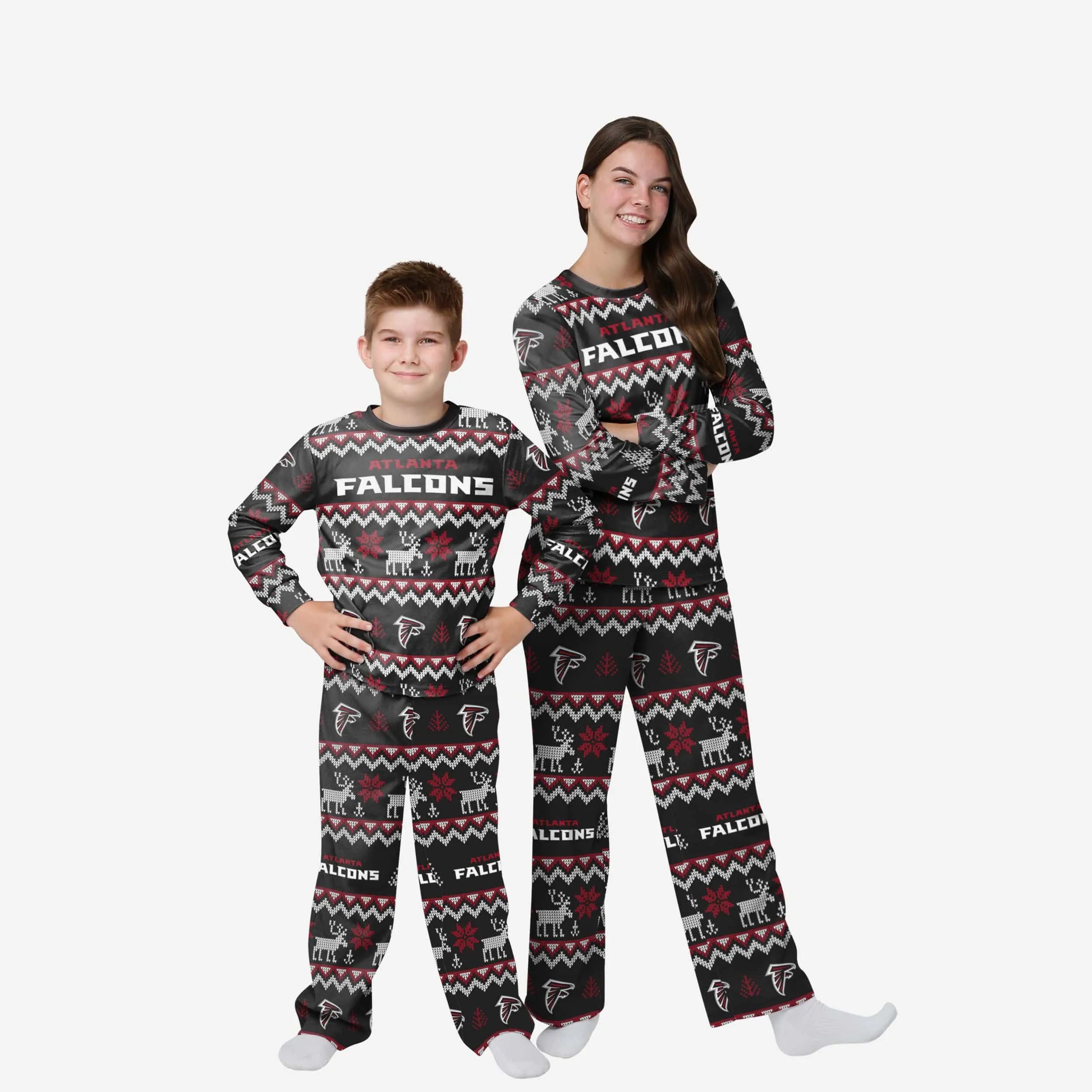 Atlanta Falcons Youth Ugly Pattern Family Holiday Pajamas