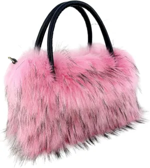 Aublinto Handbag Faux Fur Environmentally Friendly Plush Bag Women's Bag Faux Fur Shoulder Bag Fuzzy Purse Bucket Bag Handbag Fluffy Purse for Shopping Work Outdoors