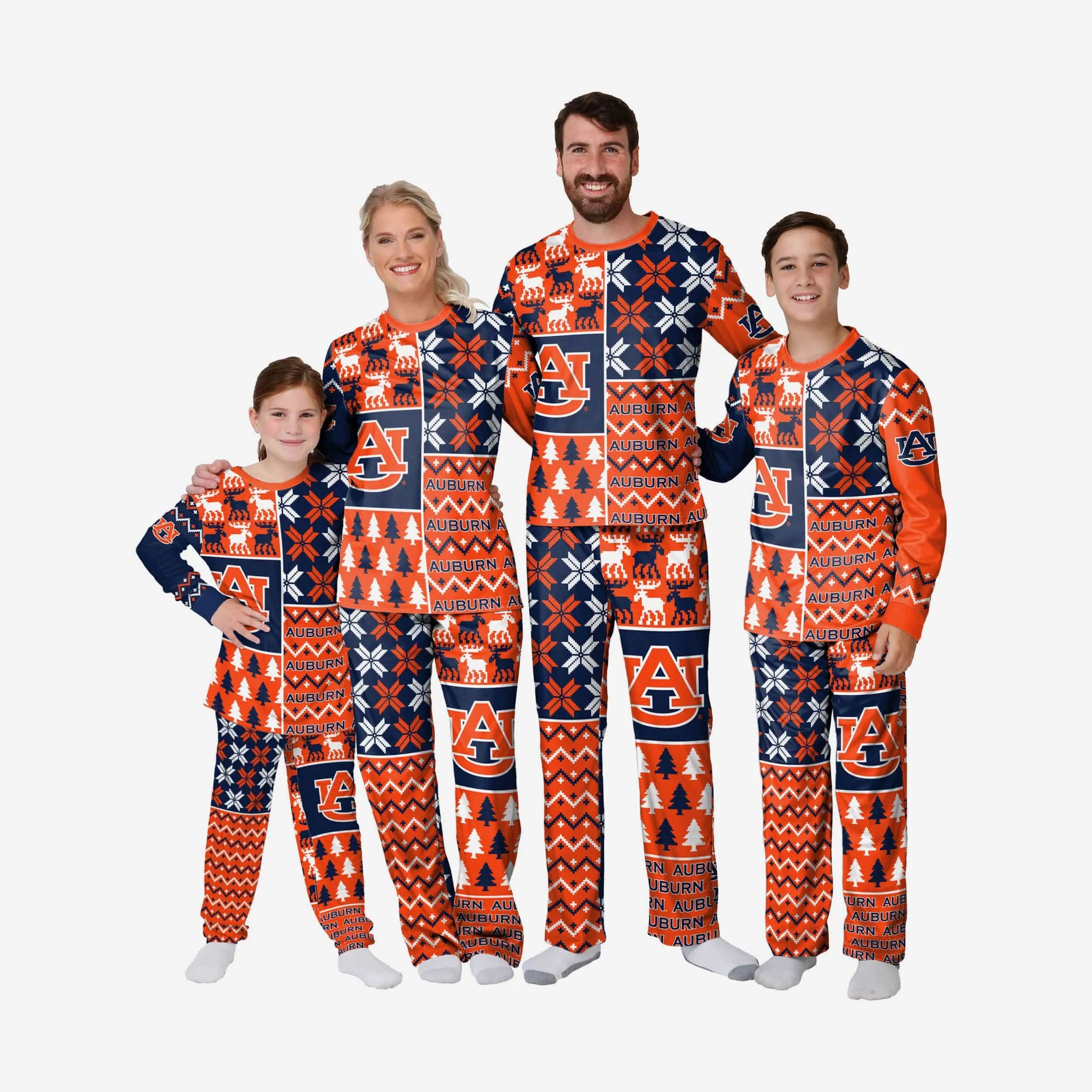 Auburn Tigers Youth Busy Block Family Holiday Pajamas