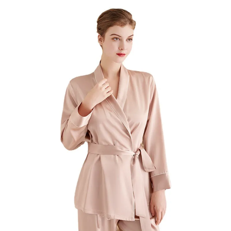 Autumn and winter simple silk nightgown