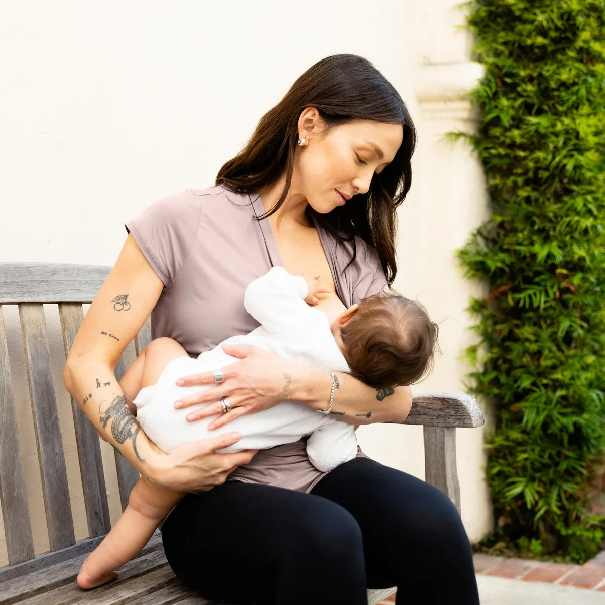 Bamboo Draped Nursing Top - Lilac Stone