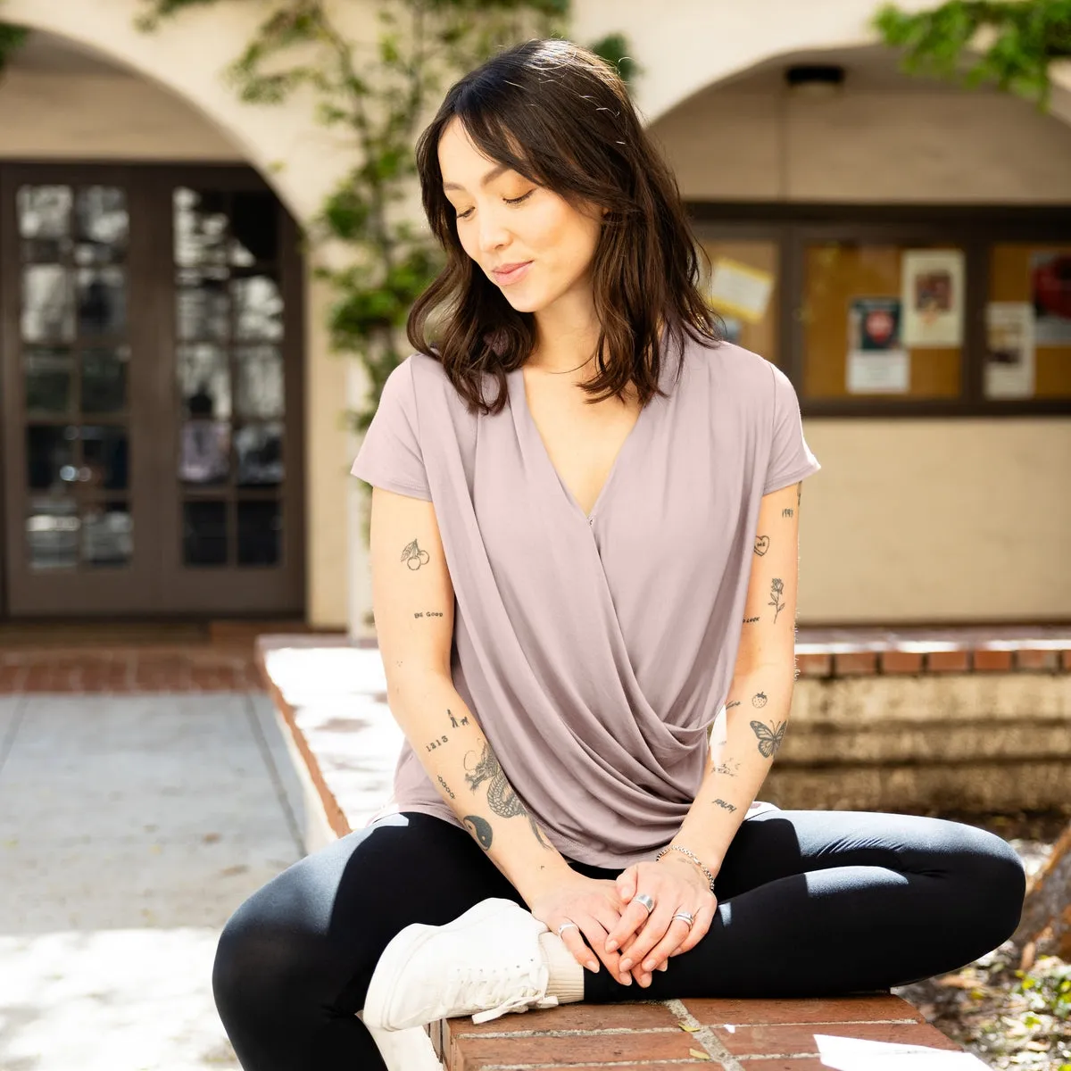 Bamboo Draped Nursing Top - Lilac Stone