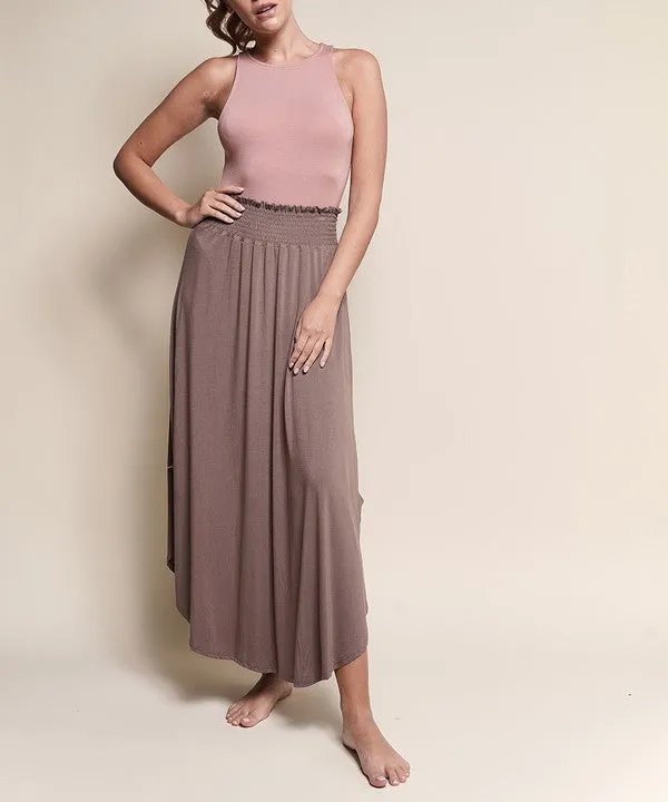 BAMBOO smocked waist maxi skirt