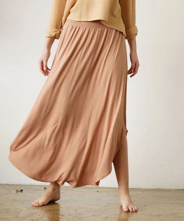 BAMBOO smocked waist maxi skirt