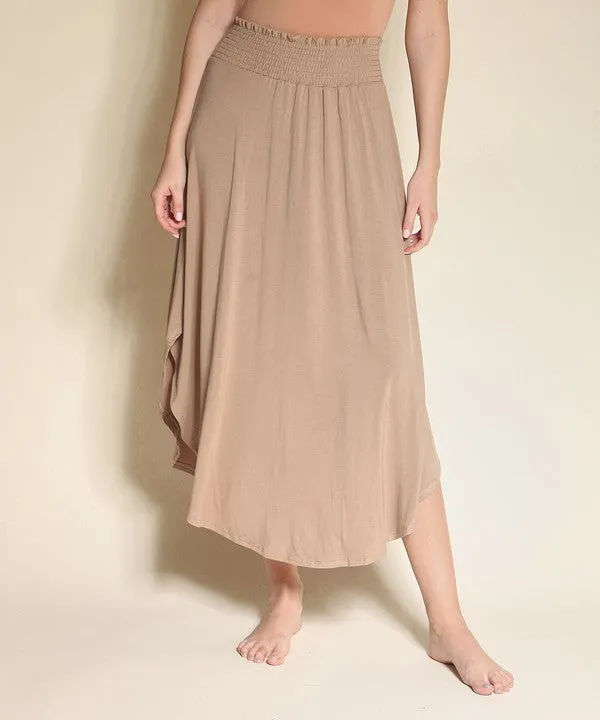 BAMBOO smocked waist maxi skirt