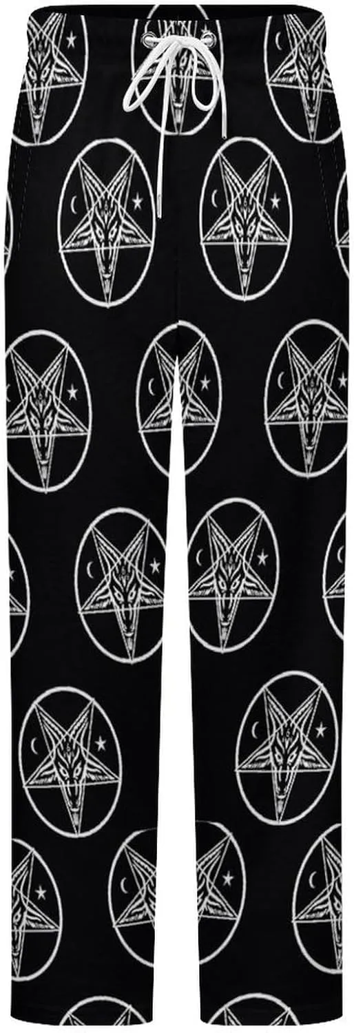 Baphomet Pattern Women's Flannel Pajama Pants Fleece Lounge Sleep Bottoms PJ
