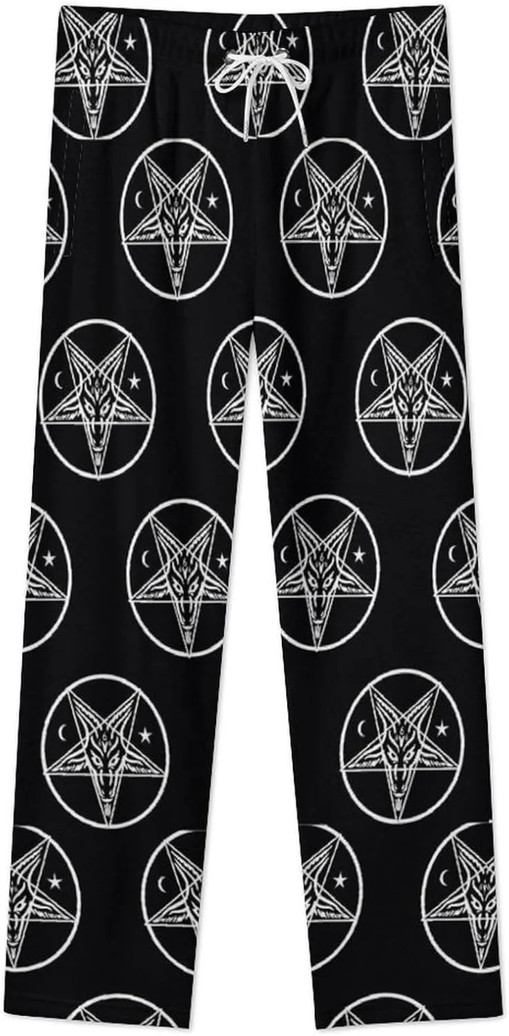Baphomet Pattern Women's Flannel Pajama Pants Fleece Lounge Sleep Bottoms PJ