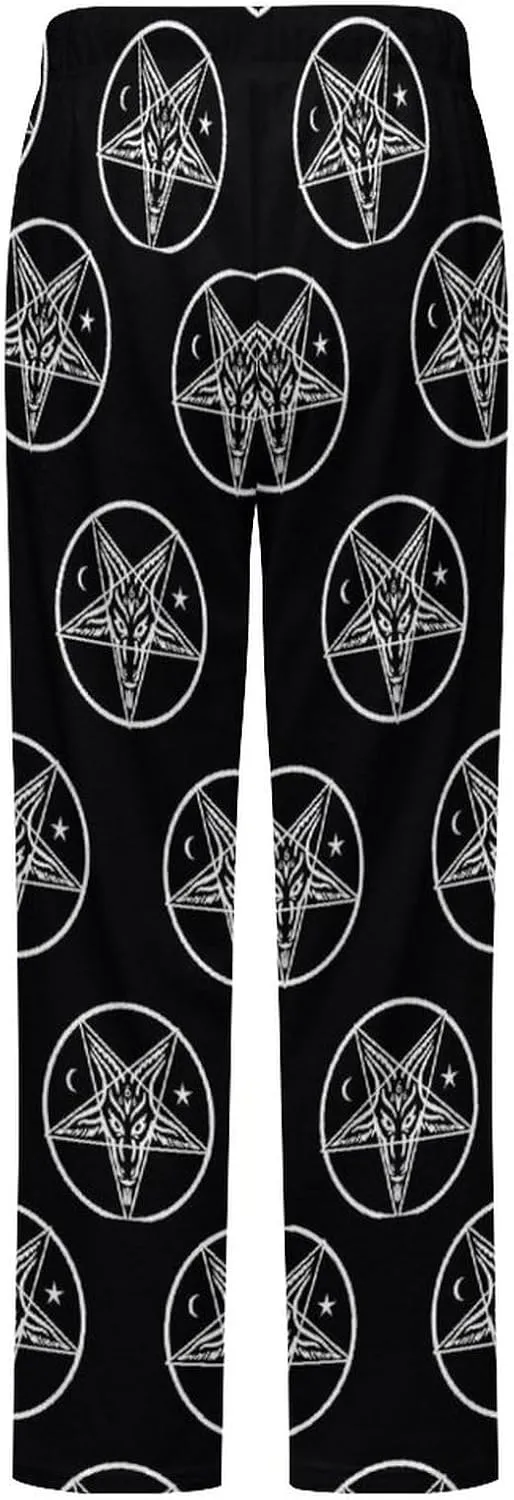 Baphomet Pattern Women's Flannel Pajama Pants Fleece Lounge Sleep Bottoms PJ
