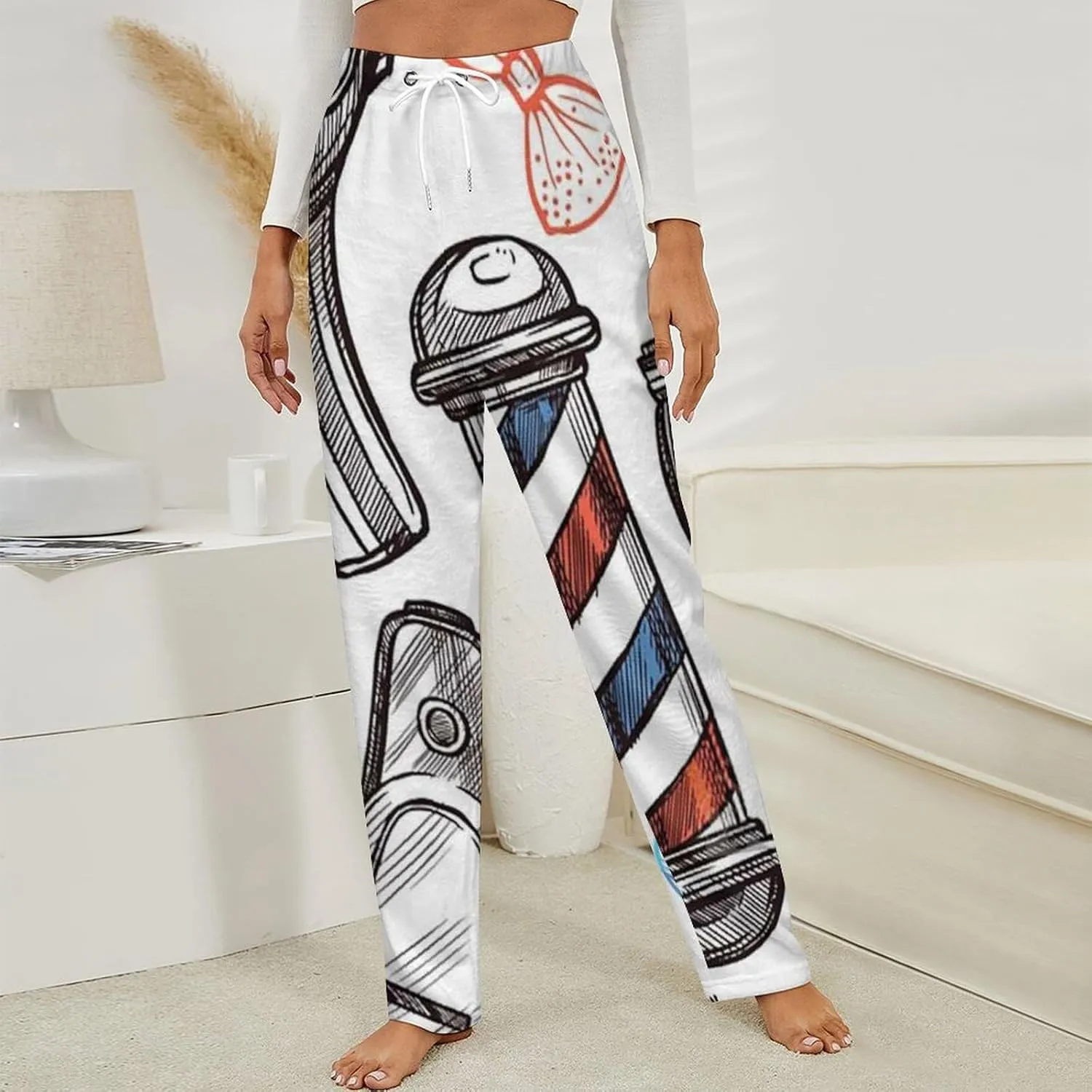 Barber Shop Tools Women's Flannel Pajama Pants Fleece Lounge Sleep Bottoms PJ