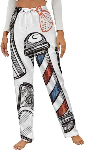 Barber Shop Tools Women's Flannel Pajama Pants Fleece Lounge Sleep Bottoms PJ