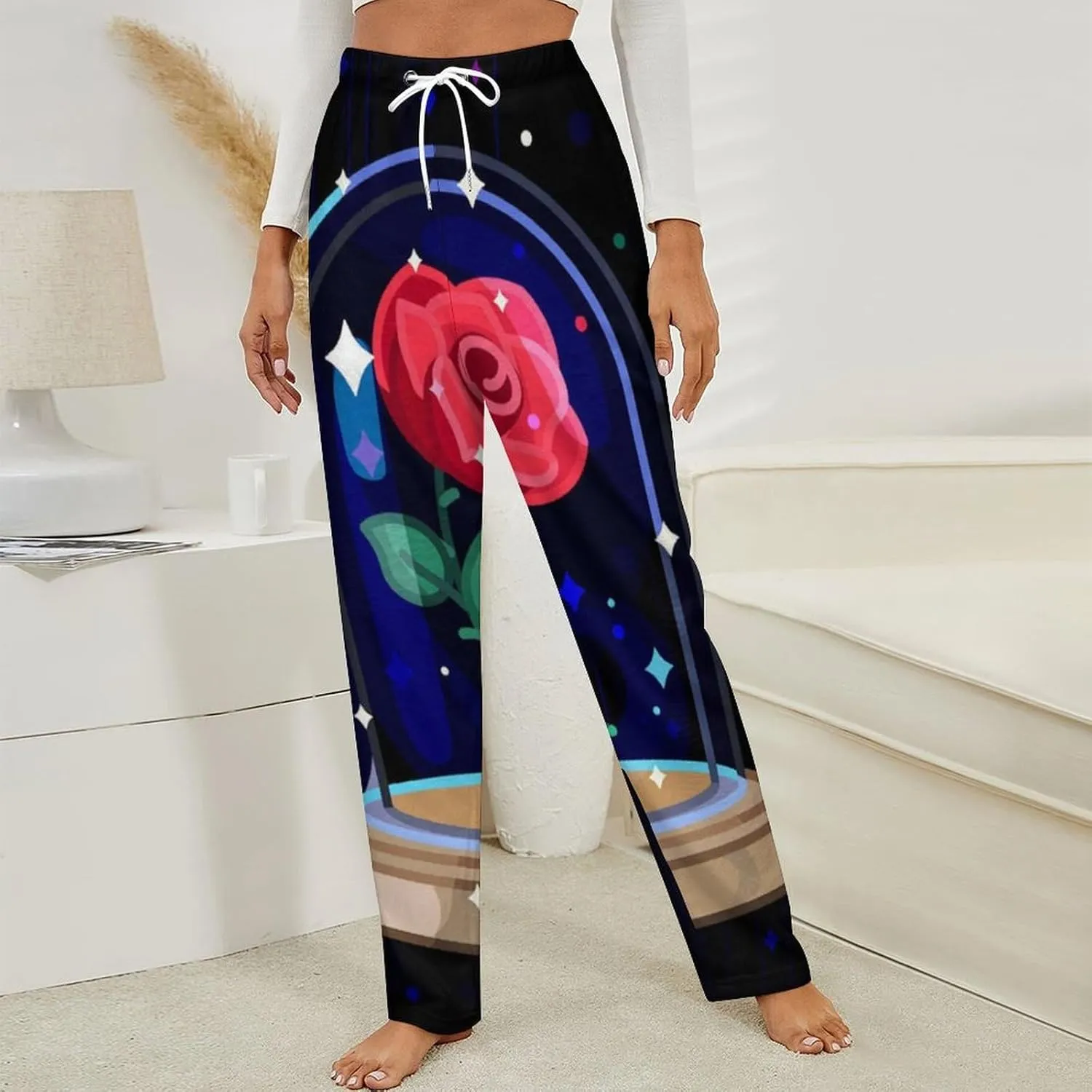 Beauty And Beast Women's Flannel Pajama Pants Fleece Lounge Sleep Bottoms PJ