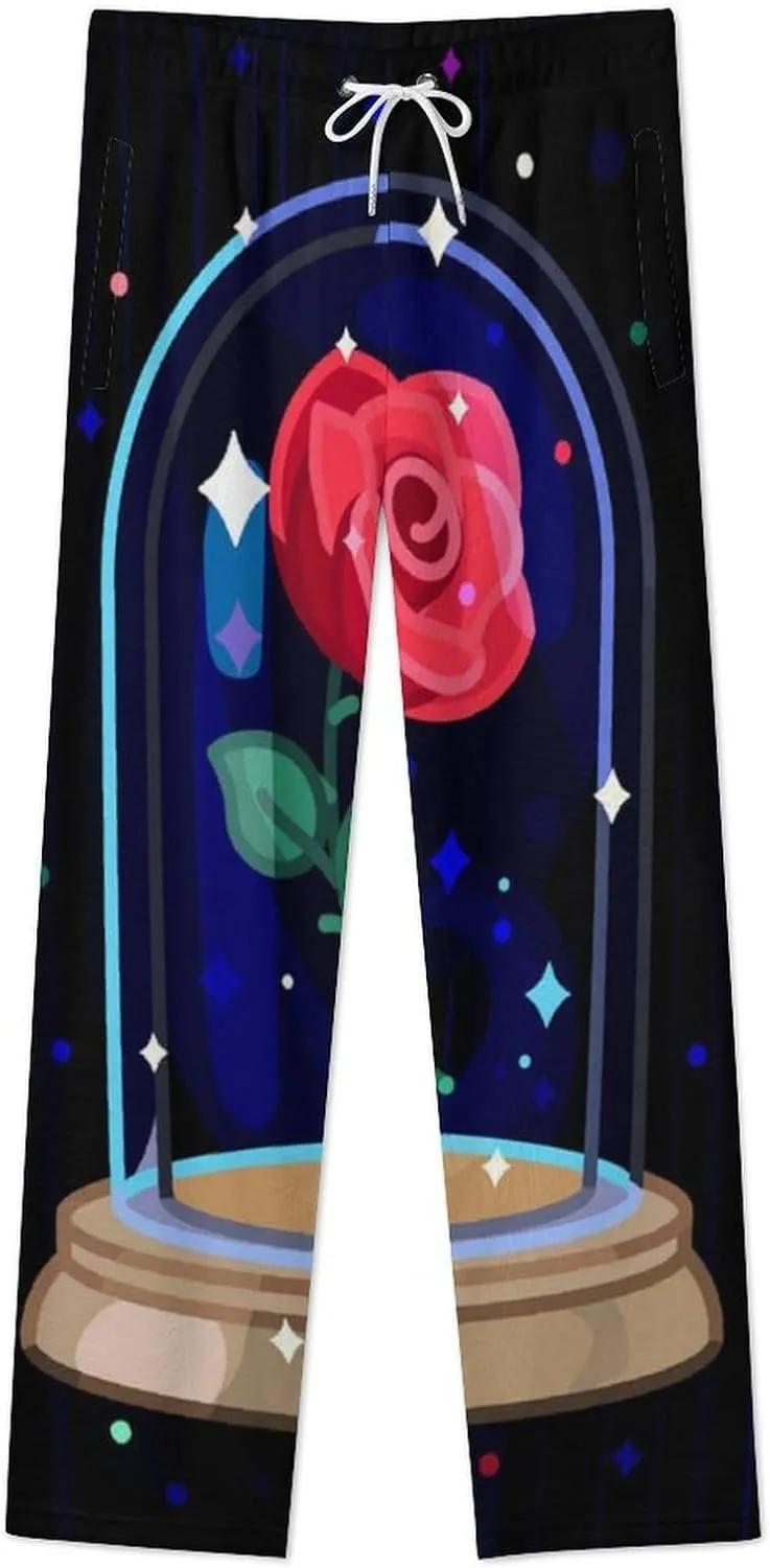 Beauty And Beast Women's Flannel Pajama Pants Fleece Lounge Sleep Bottoms PJ