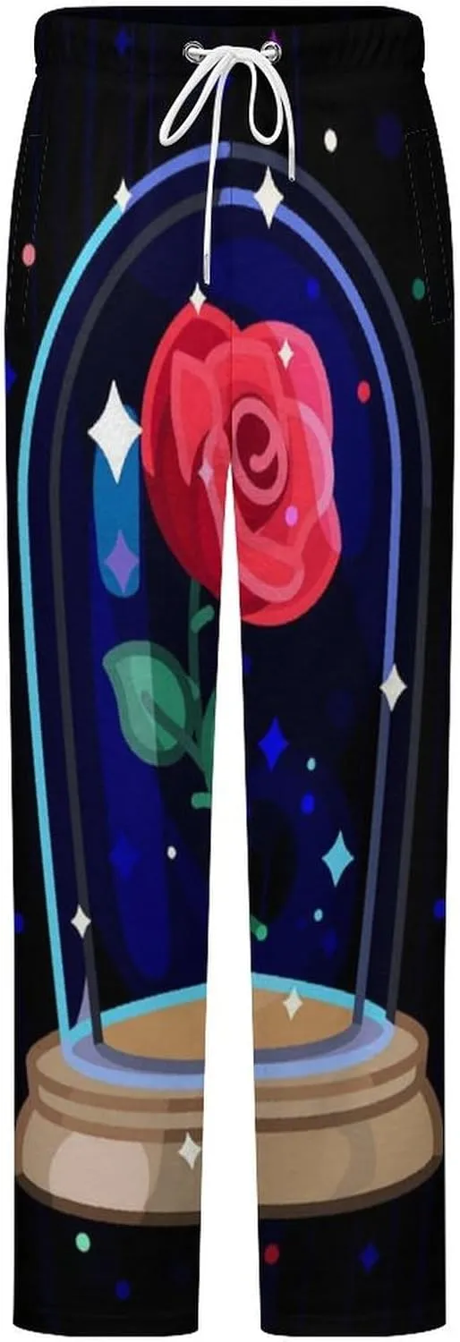 Beauty And Beast Women's Flannel Pajama Pants Fleece Lounge Sleep Bottoms PJ