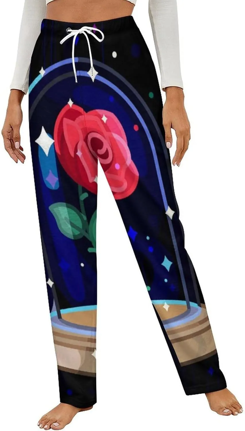 Beauty And Beast Women's Flannel Pajama Pants Fleece Lounge Sleep Bottoms PJ