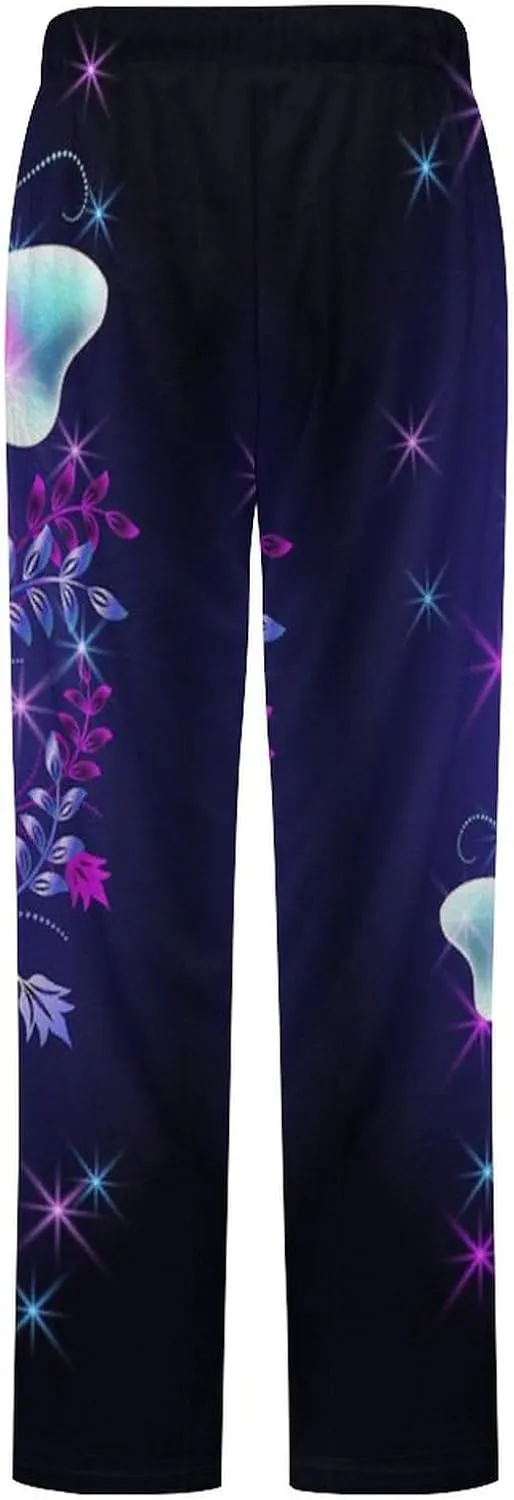 Beauty Butterfly Women's Flannel Pajama Pants Fleece Lounge Sleep Bottoms PJ