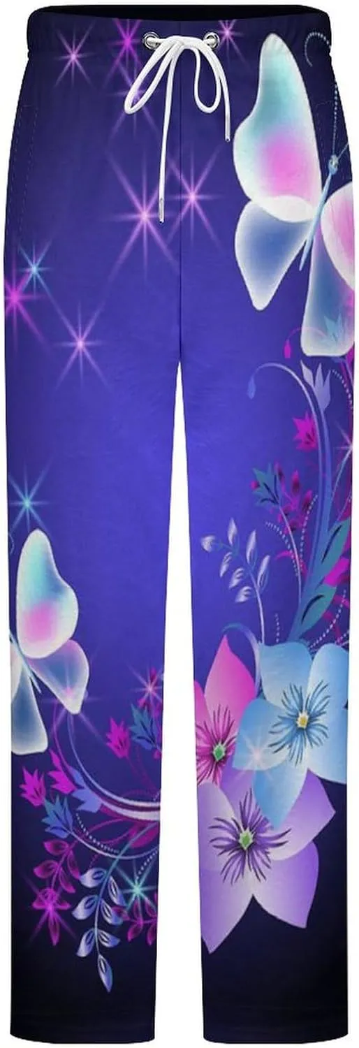 Beauty Butterfly Women's Flannel Pajama Pants Fleece Lounge Sleep Bottoms PJ