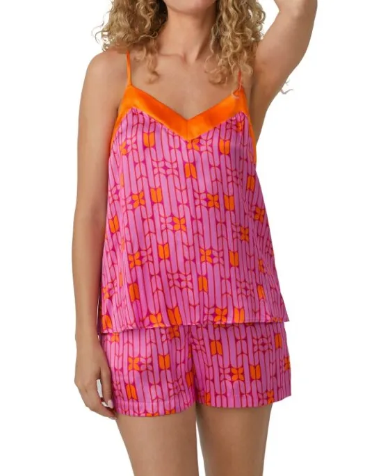 Bedhead x Trina Turk Wallpaper Geo Silk Cami Boxer Set