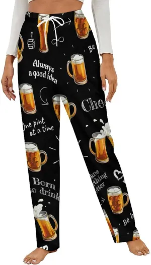 Beer Glasses Women's Flannel Pajama Pants Fleece Lounge Sleep Bottoms PJ