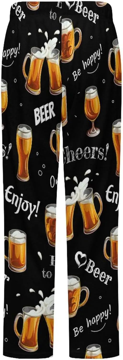 Beer Glasses Women's Flannel Pajama Pants Fleece Lounge Sleep Bottoms PJ