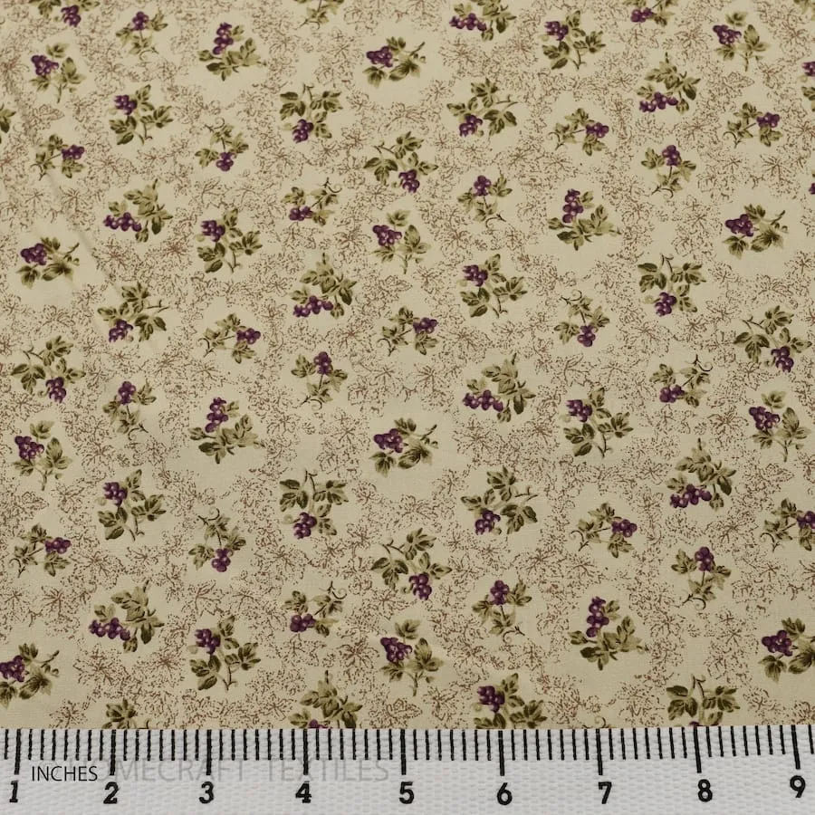 Beige Grape Floral Cotton Print