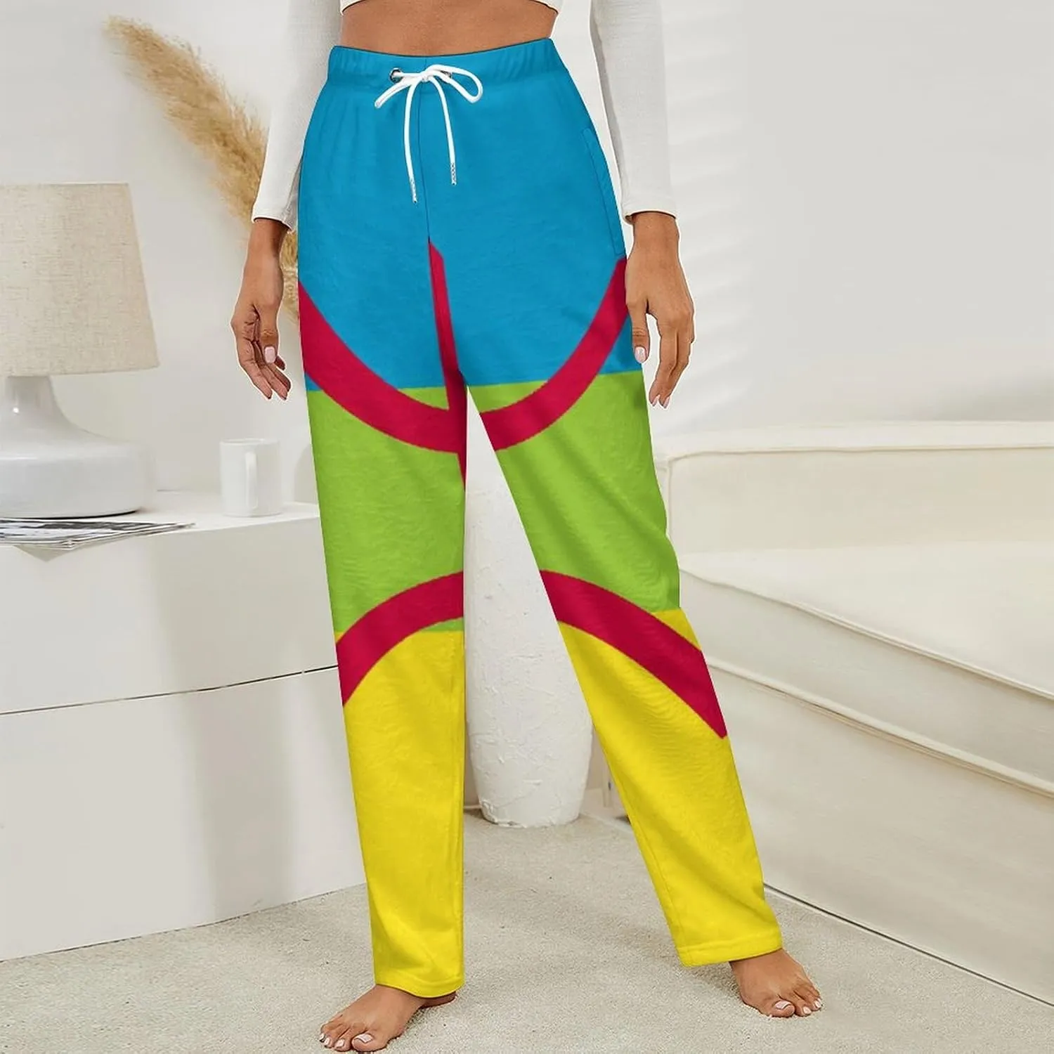 Berber Flag Women's Flannel Pajama Pants Fleece Lounge Sleep Bottoms PJ