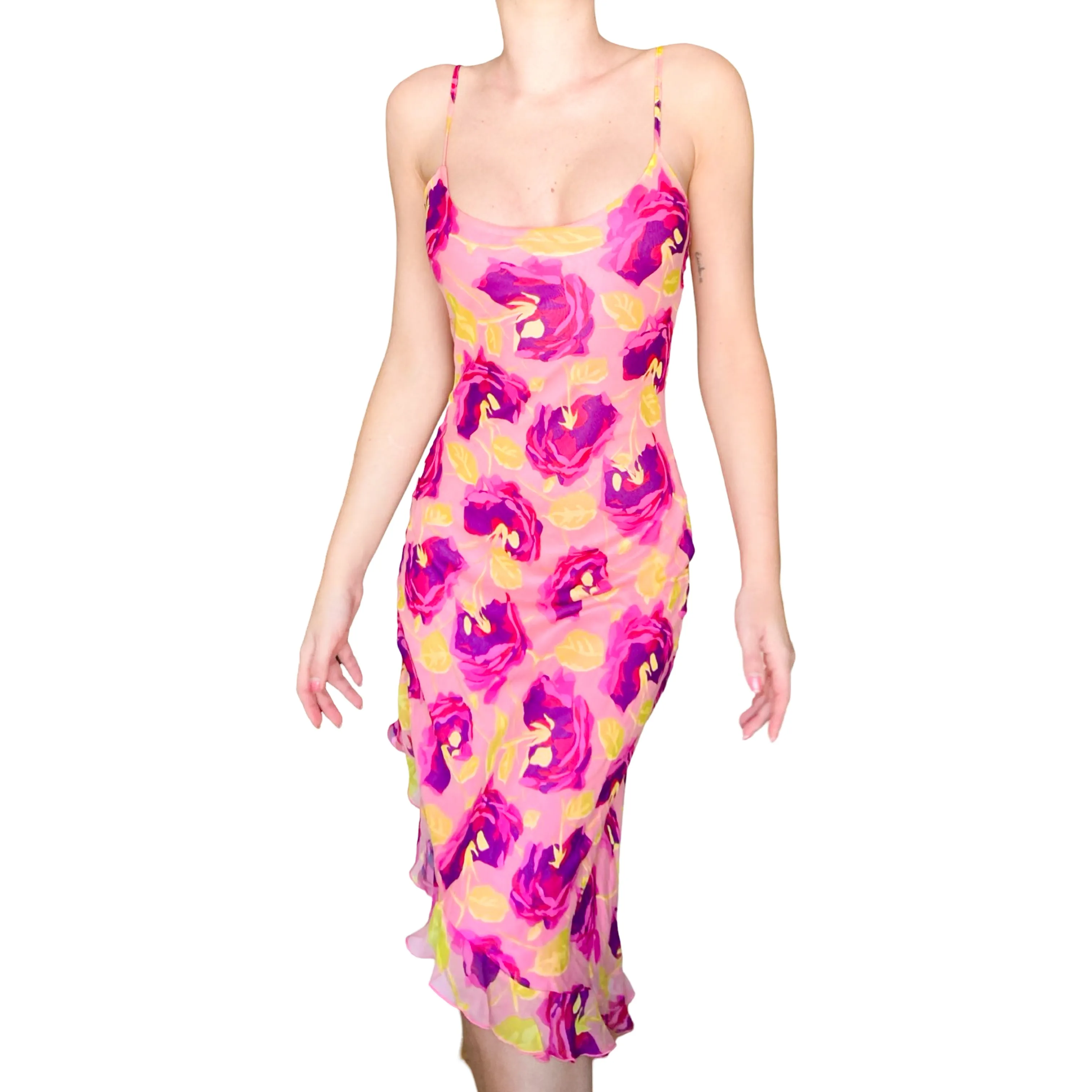 Betsey Johnson S/S 2001 silk dress & matching knit cardi ( set )
